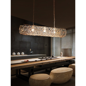 Lustre LED rectangulaire en rotin de style japonais, luminaire décoratif d'intérieur, idéal pour un salon, une salle à manger, une salle de thé ou un intérieur Zen - Product Image 4