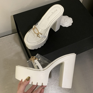 Sandales à talons hauts pour femmes de haute qualité, plateforme super haute, plateforme imperméable, transparentes, à enfiler - Product Image 2