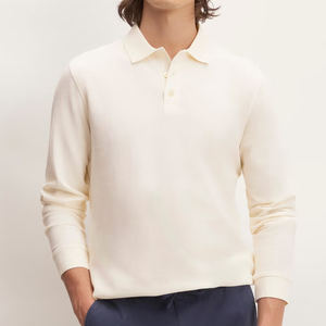 Chemises en jersey de coton de haute qualité pour hommes, unies, écologiques, vente en gros, manches longues, confortables, décontractées, logo personnalisé, OEM - Product Image 5