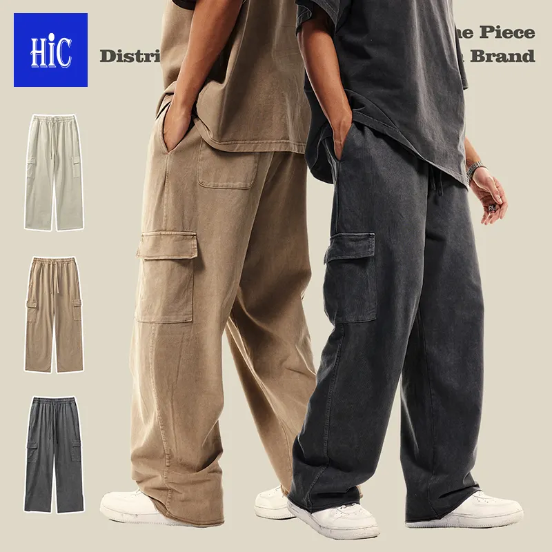 HIC Men's Customized 365g Fleece Lined Big Pocket Cargo Sweatpants Heavyweight Men's Fleece Sweatpants