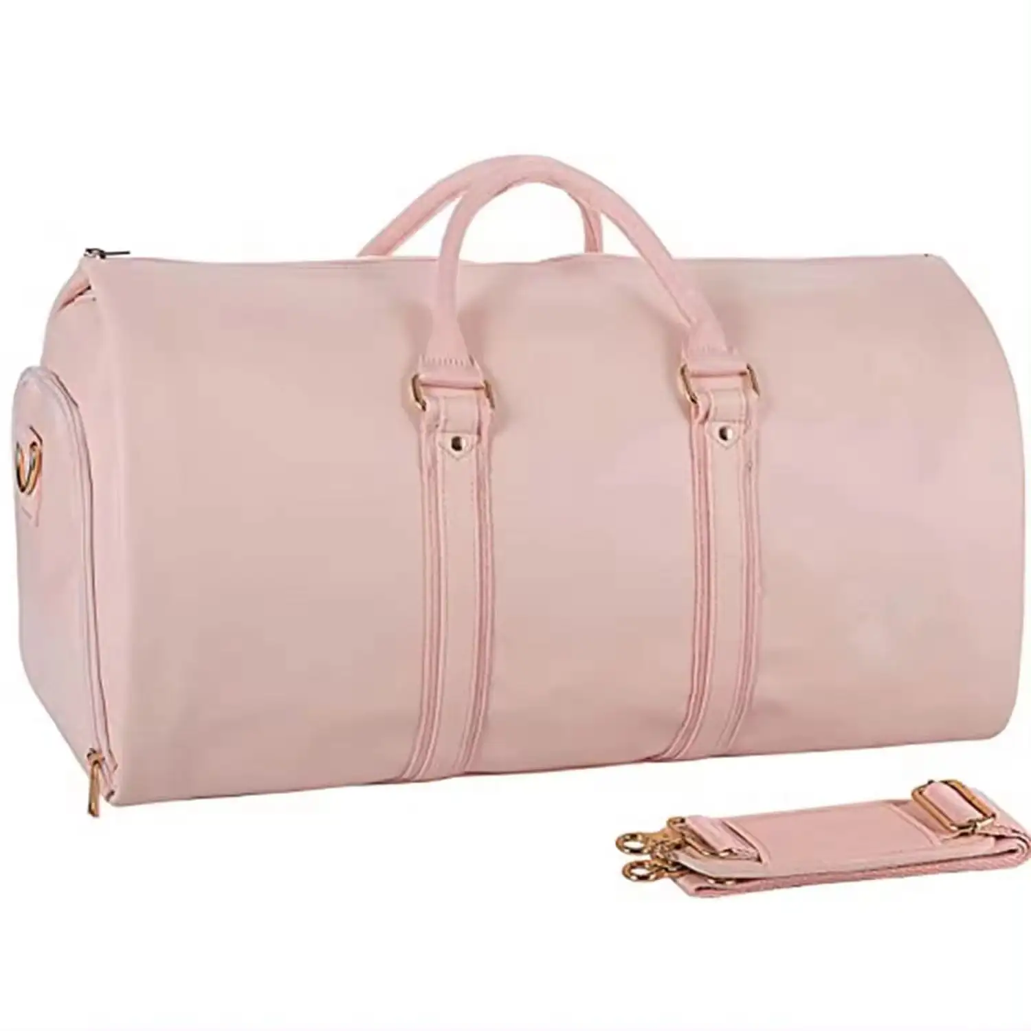 Saco de vestuário conversível personalizado para mulheres Suit Bag Leather Travel Duffel Bas Women Carry on Garment Bags Pink