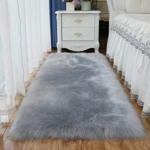 Tapis en fausse fourrure imitation cachemire, rectangulaire, couleur unie, décoration intérieure, salon, chambre, tapis de sol - Product Image 3