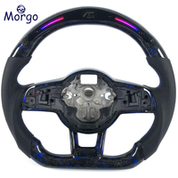 Volant de course en fibre de carbone forgée bleue personnalisé avec écran LED pour l'amélioration sportive de l'intérieur de voiture, compatible Volkswagen Golf 7 GTI MK6 MK7