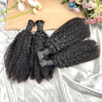 Extensions de cheveux humains naturels noirs de 16 pouces, cheveux indiens Remy bruts en vrac, texture 4C Afro Kinky Twist, haute densité