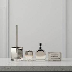 4-teiliges Gradient-Schwarz Glas Öko-Freundliches Luxus-Badezimmer-Zubehör Quadratische & Rechteckige Form zur Reinigung von <span class=keywords><strong>MAYland</strong></span> - Product Image 1