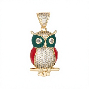 Colgante de Búho Chapado en Oro con Zirconia, Joyería de Latón con Diseño de Animal para Regalo Unisex en Fiestas FLY - Product Image 4