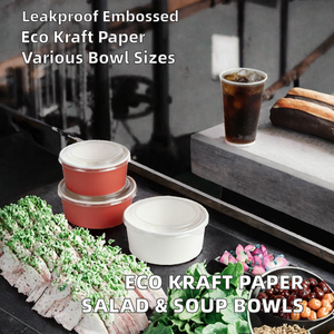 Custom Printed Compostable Kraft <b>Paper</b> <b>Bowl</b> With PET Lid Disposable Salad Food Container For Fast Food Packaging - Product Image 2