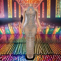 Robe de soirée longue en diamant chaud avec maille Perspective Spandex Performance vêtements pour adultes pour hôte discothèque Bar