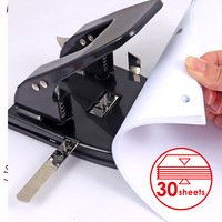 Perforadora Foska de 30 Hojas, Construcción Metálica Resistente, Distancia entre Orificios de 70 mm, Perforadora de 2 Orificios con Mango Ergonómico de Bajo Esfuerzo