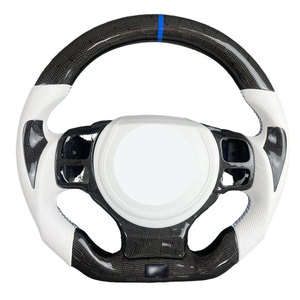 Volante de Coche Personalizado de Fibra de Carbono con Cuero <span class=keywords><strong>Blanco</strong></span> Perforado, Compatible con <span class=keywords><strong>Lexus</strong></span> IS350 GS350 GS300 IS250 RC350 LS <span class=keywords><strong>UX</strong></span> IS ES - Product Image 1