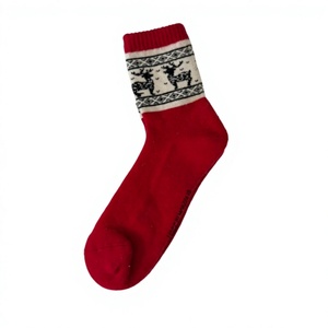 Men's Red Christmas Reindeer Pattern Ankle <b>Socks</b> Knitted Wool Fiber Breathable Winter Daily wear - Product Image 6