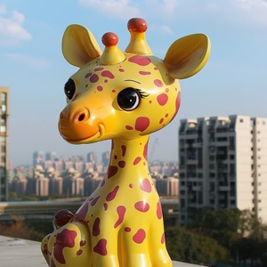 大型キリン屋外彫刻プレミアムグラスファイバー動物像室内装飾用樹脂工芸品アート - Product Image 2