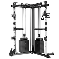 FRS Machine Smith multifonctionnelle avec crossover par câble, entraîneur fonctionnel, double blocs de poids 70kg*2, conception d'angle en acier, pour salle de sport à domicile