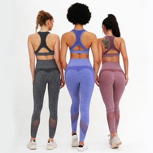 Las mujeres 2 piezas sin costura Leggings y sujetador Rosa Conjunto de Trabajo No marca Vetements las mujeres ropa deportiva - Product Image 4