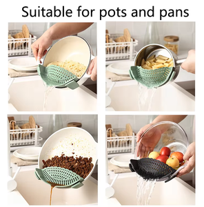 Wholesale Rice Fruits Spaghetti Pasta Noodle & Vegetable Colander <b>Snap</b> Clip on Drain Strainer Basket 2 Convenient Kitchen Use - Product Image 2