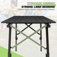 Table élévatrice d'extérieur pliante portable en aluminium pour la plage, le camping, le pique-nique, réglable en hauteur et amovible