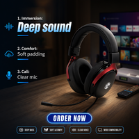 Casque de jeu filaire RGB personnalisé avec logo, cadre métallique, son stéréo haute fidélité, micro USB, faible latence