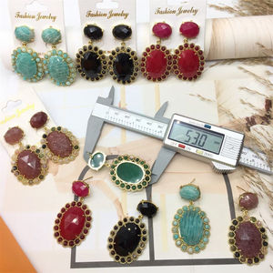 Déclaration Bijoux Mode Femmes Boucles D'oreilles Pierre Naturelle Perles Prong Réglage Cristal Quartz Boucles D'oreilles Améthyste Rubis Turquoise Goujons - Product Image 4