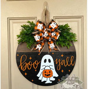 Decoración de Halloween de madera: Placa decorativa de pared con calavera blanca y fantasma para puerta, ideal para fiestas. - Product Image 5