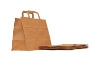 Sacs Personnalisés en Papier Kraft Marron, Compostables, avec Poignée Plate, Vente en Gros