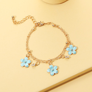 Bracciale regolabile gioielli per bambini e donne alla moda classico placcato <span class=keywords><strong>oro</strong></span> lega catena bracciale a catena fiore - Product Image 4