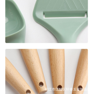 8-piece kitchen gadget set with ABS beechwood handles: bottle opener, can opener, <b>cake</b> peeler, fruit peeler, ice cream scoop, - Product Image 3