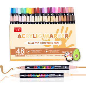 広納5606スキンカラー両端アクリルマーカー ソフト/ハードチップ 48色 透けにくい重ね塗り可能DIYアートマーカー - Product Image 5
