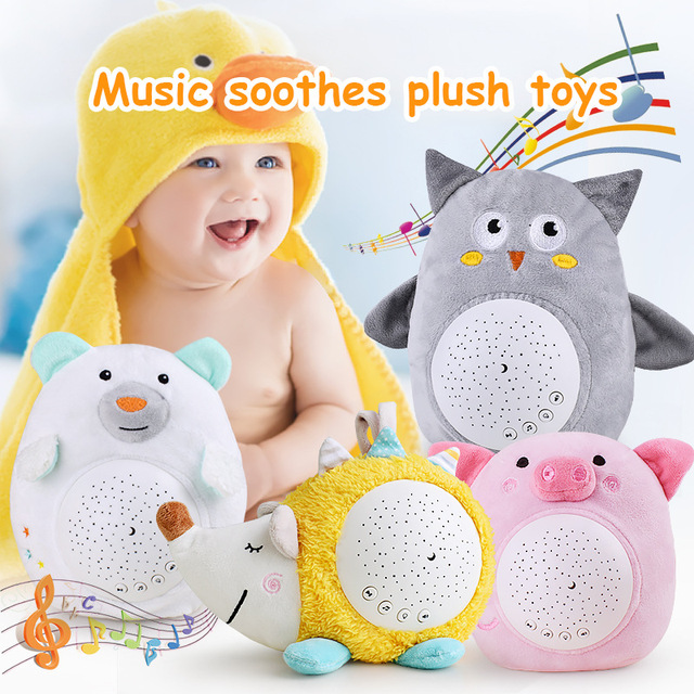 Electronic Infant Sleep Star Projector Baby Soothing Night Light with Music Children's Plush Toy Doll