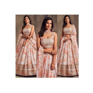 Impression numérique de qualité d'exportation indienne avec broderie Zari Sequence Design Work Bridal Lehenga Choli à vendre - Product Image 1