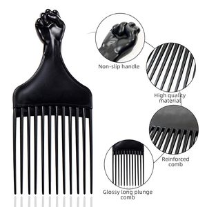 Prix d'usine, vente en gros, brosse à cheveux afro professionnelle à dents larges en plastique, peigne courant pour salon de beauté, avec logo personnalisé - Product Image 2