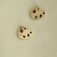 Pendentifs et breloques en or massif 9 carats AU375 avec zircon coloré, bijoux personnalisés pour filles, cadeau