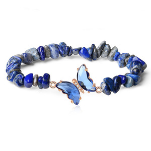 Pulsera Elástica Versátil Unisex de Moda con Cuentas, Diseño de Mariposa de Piedra Triturada Morada con Diamantes, Estilo <span class=keywords><strong>Chu</strong></span> Yun Transfronterizo - Product Image 4