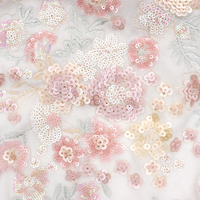 Tissu de velours à paillettes florales multicolores en tricot brodé scintillant pour la maison Textiles Mode Maillots de bain Accessoires de mariage