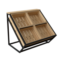 Fabrieks-OEM houten en metalen groente- en fruitrek voor detailhandel, supermarkt en groentenmarkt; displaystandaard en productenrek ontwerp