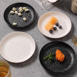 Stone Slab Texture Bone Dish Round Plate For Hotel Coffee Tea Party Snack Fruit Serving - Product Image 2