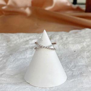 Dylam Quality Jewellery Minimalist Bead Cross Shape Cubic Zircon Cz Cocktail <b>Ring</b> Sterling Silver 925 Simple <b>Finger</b> <b>Rings</b> - Product Image 4