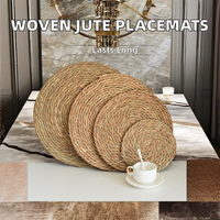Vente en gros Jacinthe d'eau ronde Crochet Jute Rotin Osier Tissé Cuisine Accessoires Sets de table Dessous de verre Set de table Entreprises alimentaires