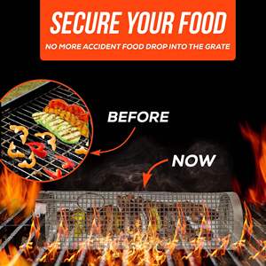 Tubo de red Malla de alambre Cilindro de barbacoa Parrilla rodante Cesta de parrilla rodante para barbacoa - Product Image 3