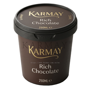 Helado de Chocolate Rico KARMAY, 250 ml, Tazón Redondo de Plástico con Tapa, Diseño con Estampado Dorado - Product Image 5