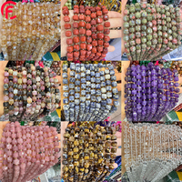 Perles en vrac carrées à facettes de 8 mm en pierre naturelle (Améthyste, Pierre de soleil, Cristal de sucre) pour la fabrication de bijoux et bracelets - Vente en gros DIY