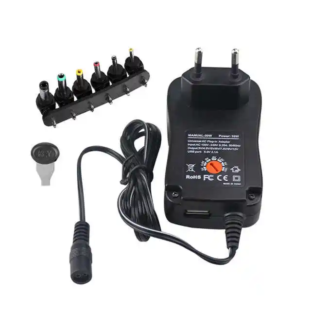 30W Universele Ac/Dc Adapter Schakelende Voeding Met 6 Selecteerbare Adapter Tips Voor 3V Om 12V Huishoudelijke Elektronica En Led