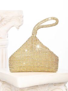 Bolso de Mano de Moda para Mujer DAQI, Nuevo, Tipo Clutch, para Eventos Nocturnos, Impermeable, con Cierre de Cremallera, Dos Correas de Cadena, Forro de Poliéster, Adorno de Cuentas y Diamantes - Product Image 4