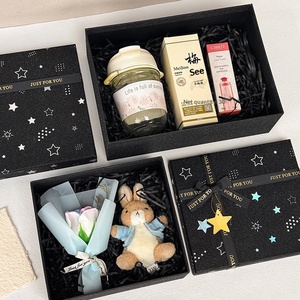 Elegante <span class=keywords><strong>Scatola</strong></span> Regalo Rettangolare Nera con Coperchio e Base, Design con Fiocco e Cielo Stellato, Carta Speciale; Perfetta per Regali Maschili - Product Image 4