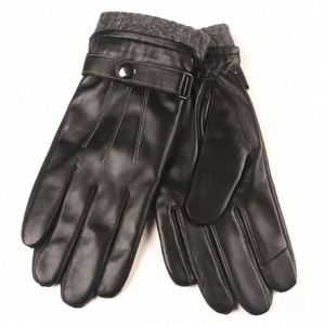 Gants d'hiver pour hommes en cuir de mouton noir, écran tactile, chauds - Product Image 6
