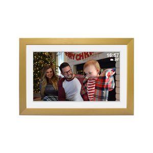 Cadre photo numérique en bois 15.6 "grand cadre photo numérique WiFi Frameo écran tactile IPS HD rotation automatique App <span class=keywords><strong>Photos</strong></span> vidéos - Product Image 2
