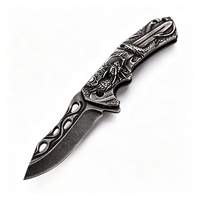 Cuchillo Plegable Stone Wash Deer, Herramienta Portátil para Desempacar, Cuchillo de Frutas para Exteriores de Alta Dureza y Precisión con Grabado, para Supervivencia en Camping