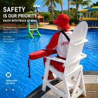 Chaise de sauveteur professionnelle pour piscine, siège de sauveteur réglable en hauteur (1,75 m - 2,1 m), support de sauveteur pour plage et complexe hôtelier