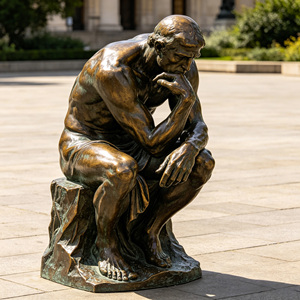 Statue du Penseur en <span class=keywords><strong>bronze</strong></span> grandeur nature, sculpture célèbre <span class=keywords><strong>de</strong></span> <span class=keywords><strong>Rodin</strong></span>, pour la décoration artistique des jardins et des campus en extérieur, fabrication sur mesure en usine - Product Image 3
