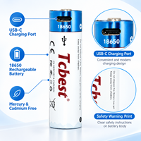 Baterai Isi Ulang 3.7V 2200mAh 18650 USB C Tipe Li-ion 1200 Siklus untuk Senter Speaker Kipas