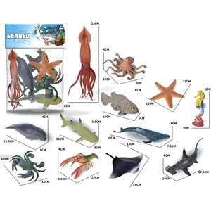ألعاب حيوانات بحرية رخيصة مخصصة من المصنع 6 قطع من أكياس البلاستيك لعبة حيوانات بحرية واقعية للأطفال
